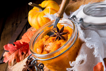an autumnal rustic Canned Pumpkin,