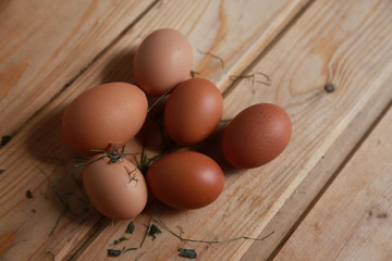 eggs on the wood. farm