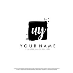 U Y UY initial square logo template vector