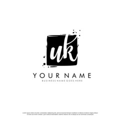 U K UK initial square logo template vector