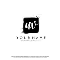 U V UV initial square logo template vector