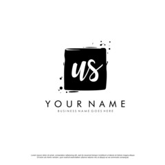 U S US initial square logo template vector