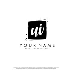 U I UI initial square logo template vector