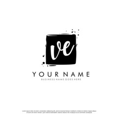 V E VE initial square logo template vector
