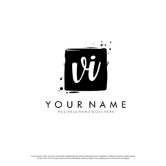 V I VI initial square logo template vector