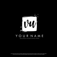 V U VU initial square logo template vector