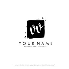 V VV initial square logo template vector