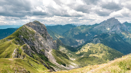 Fototapeta premium Summer day trekking in the Carnic Alps, Friuli Venezia-Giulia, Italy