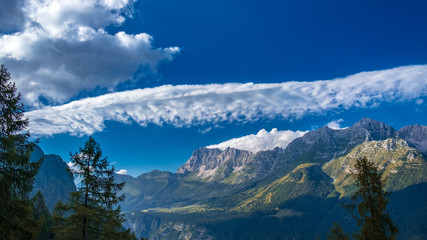 Fototapeta na wymiar The Montasio group in the Julian Alps