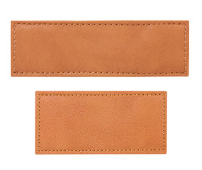 close up label leather isolated onwhite with clipping path