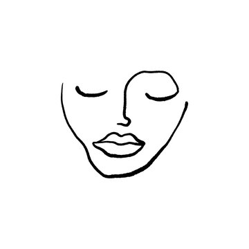 recommend clip art: Modern Abstract Face Portrait Linear Ink Brush Line Art Current Contemporary Painting Fashion Vector Illustration Clipart