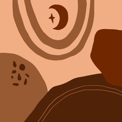 Terracotta Art Print Abstract Modern Digital Painting Fashion Scandinavian Style Color Abstraction Poster Contemporary Print Burnt Orange Vector Illustration