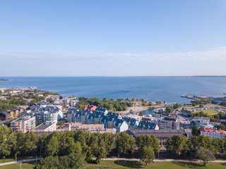 Obraz premium Aerial view of Tallinn at sunset, Estonia.