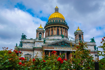 Fototapeta na wymiar Saint Petersburg, Russia - August, 13, 2019: Saint Isaac Cathedral in Saint Petersburg, Russia