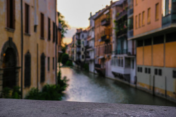 Fototapeta na wymiar Padova, Italy - July, 27, 2019: Landscape with the image of channel in Padova, Italy