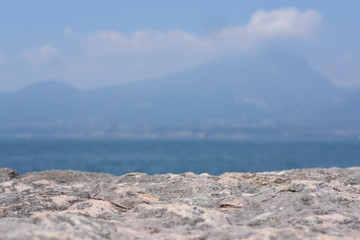 stones on a bank of Garda lake in Italy