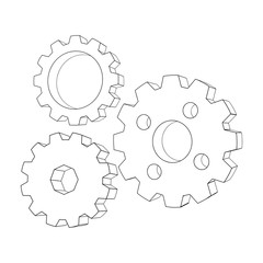 Gears 3d vector icon isolated on white background. - vector