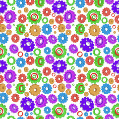 Conceptual industrial backdrop, seamless background with 3d cog wheels or technical gears. Highly detailed engineering design elements. - Vector