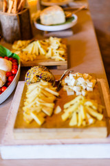 appetizer buffet at the wedding party before lunch