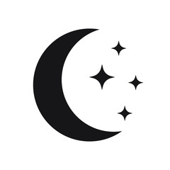 Moon and stars vector icon isolated on background.