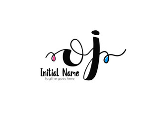 O J OJ Initial brush color logo template vetor