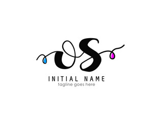 O S OS Initial brush color logo template vetor
