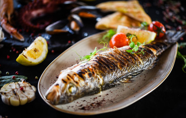 grilled fresh fish with lemon & parsley