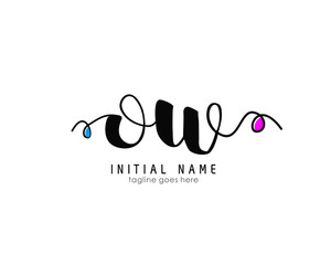 O W OW Initial brush color logo template vetor