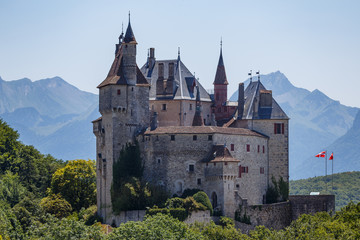 Fototapeta na wymiar View to Château de Menthon-Saint-Bernard castle close to Annecy, France