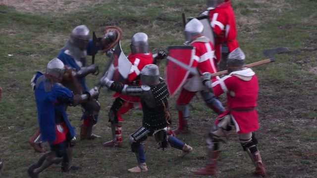 The knights. Medieval sword fights.