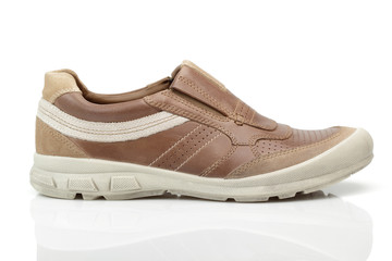 brown leather shoes isolated on white background