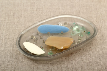 Pieces of a soap bar