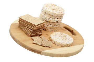 Crispbread and Rice Waffle. Isolated with clipping path.
