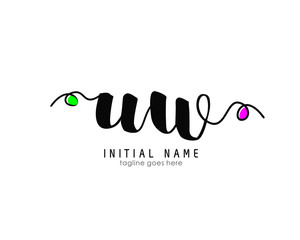 U W UW Initial brush color logo template vetor
