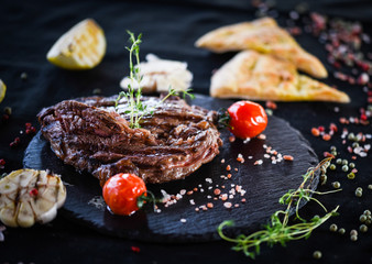 medium rare rib eye & grilled lemon