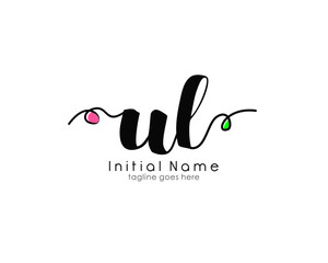 U L UL Initial brush color logo template vetor