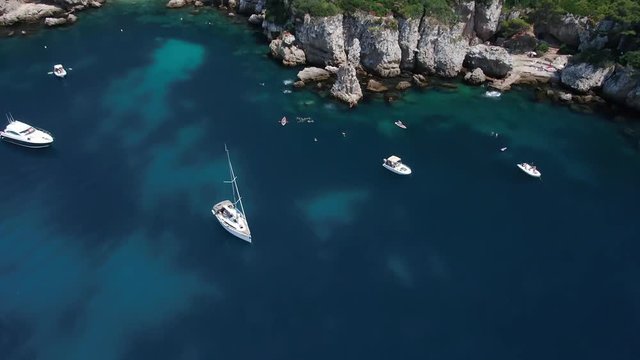 Aerial video of Antibes. Monte-Carlo. French Riviera. Nice. Yacht. Ship.