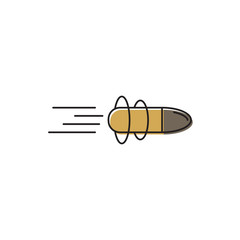 Flying bullet vector icon symbol isolated on white background