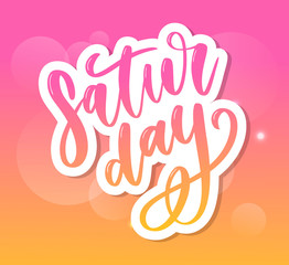 Saturday logo template vector lettering calligraphy text