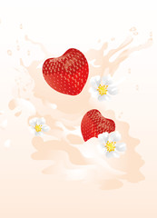 Erdbeermilch und Erdbeerblüten