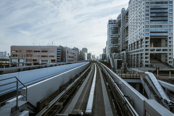Obraz na płótnie Canvas Cityscape from monorail sky train in Tokyo