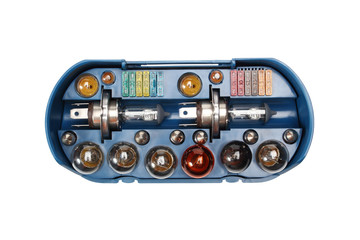 Auto Bulb and Fuses Kit. Isolated with clipping path.