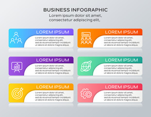 6 steps infographic. Modern infographic design template. Vector illustration.