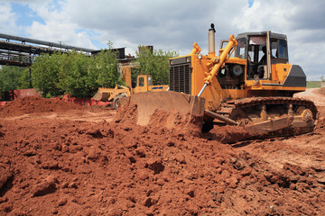 Heavy Power Bulldozer work on a building site