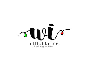 W I WI Initial brush color logo template vetor