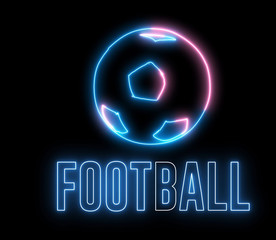 Neon football ball and text 