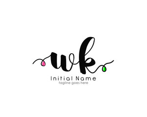 W K WK Initial brush color logo template vetor