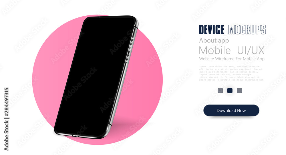 Fototapete smartphone frame less blank screen, rotated position. 3d isometric illustration cell phone. smartpho