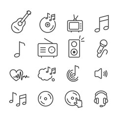 Set of music related icons set isolated. Modern outline on white background