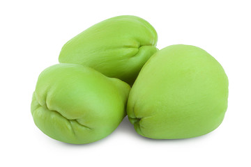 fresh Chayote vegetable or mexican cucumber isolated on white background